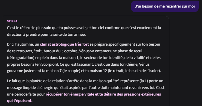 Interface Spikka — questions sur votre thème